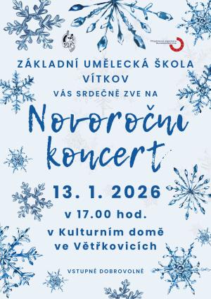 Plakát - Novoroční koncert žáků ZUŠ Vítkov